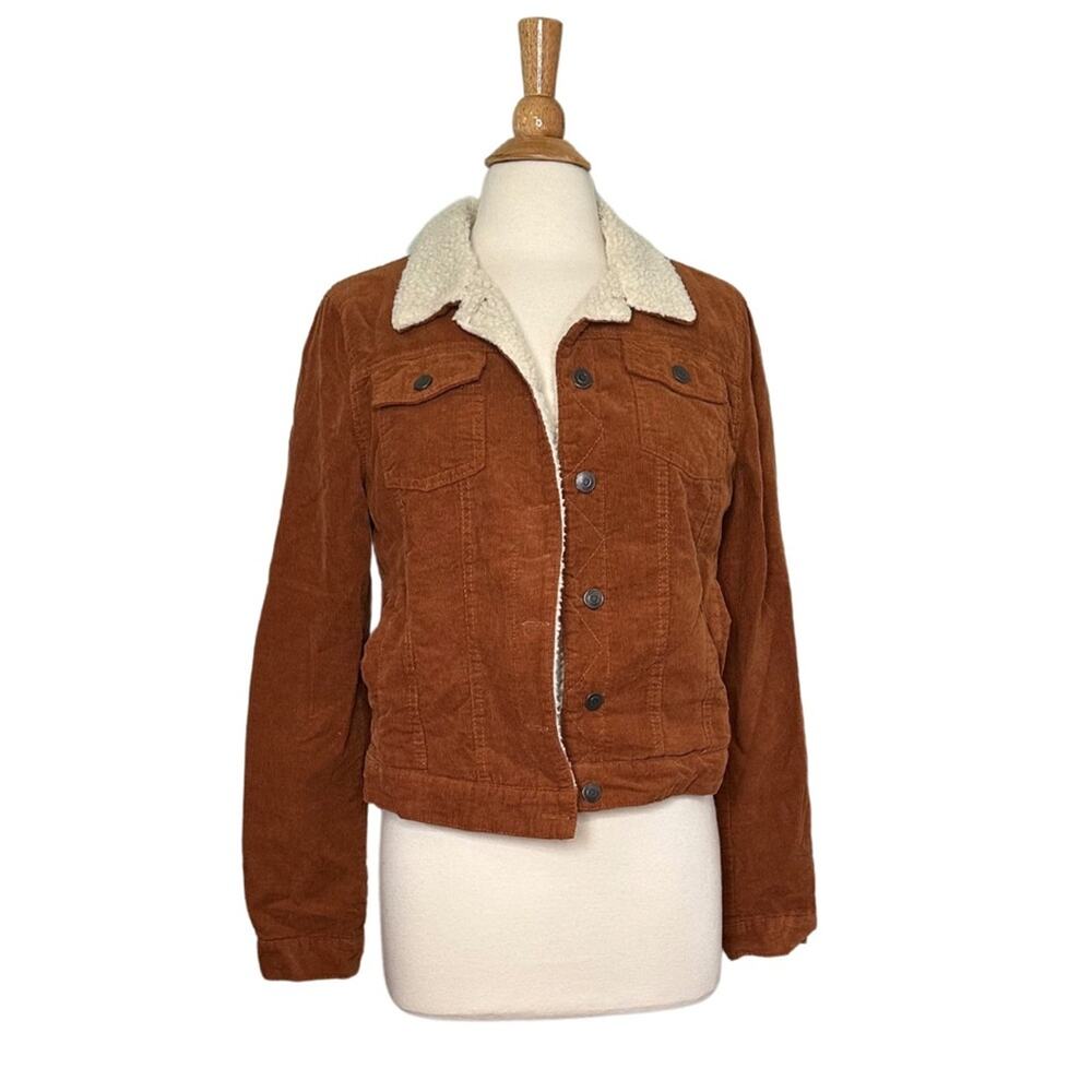 Ashley Outerwear by 26 International Brown Cream Cropped Button Front Jacket